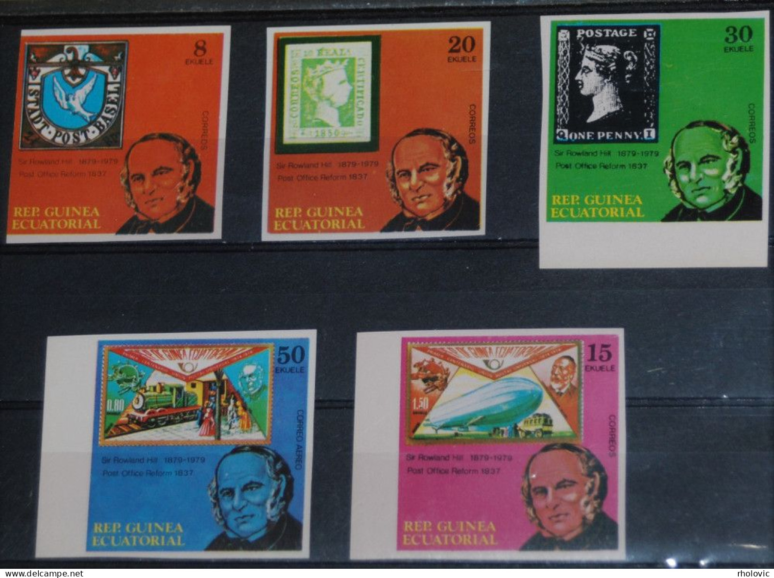 EQUATORIAL GUINEA 1979, Train, Zeppelin, Rowland Hill, Imperf, Complet Set, MNH** - Rowland Hill