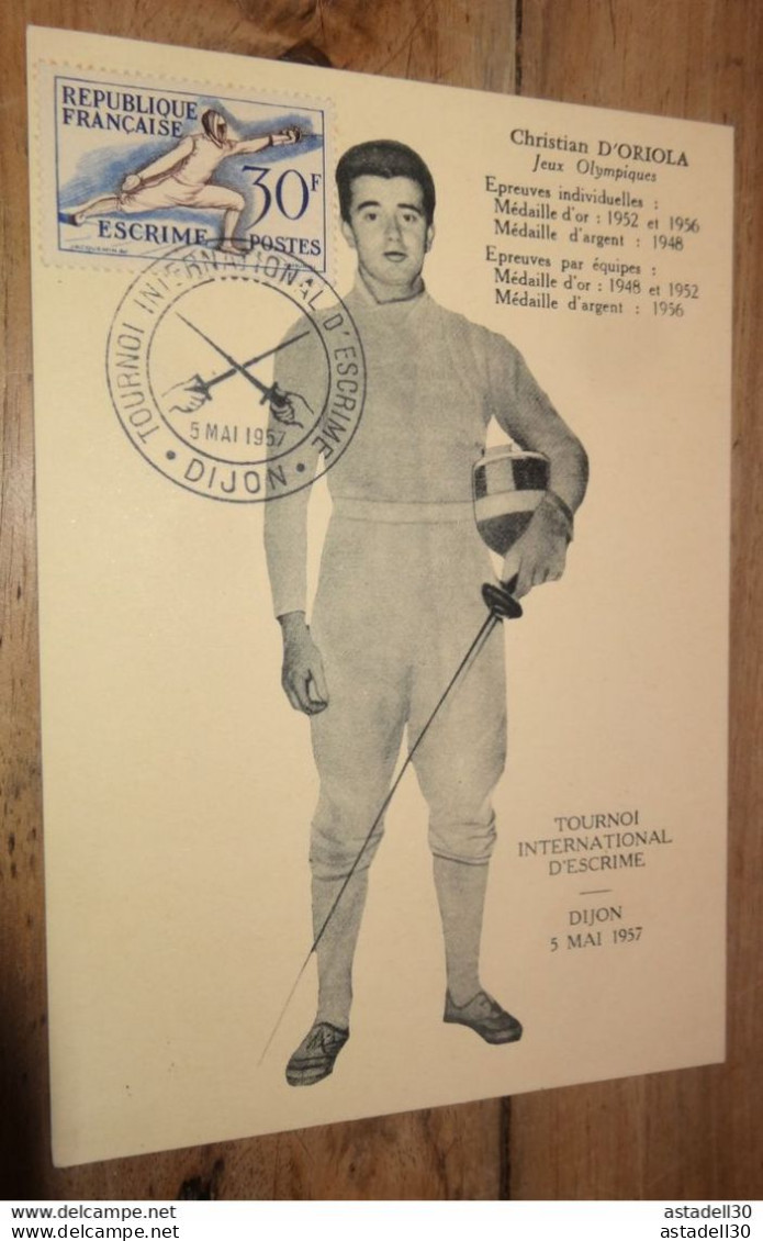 SPORTS ESCRIME Christian D'ORIOLA Tournoi International D'escrime Dijon 5 Mai 1957 .......... PHI-G1153 - Fencing