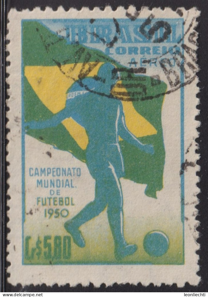 1950 Brasilien Aéreo ° Mi:BR 754, Sn:BR C79, Yt:BR PA65, Fussballspieler Mit Landesflagge - Oblitérés