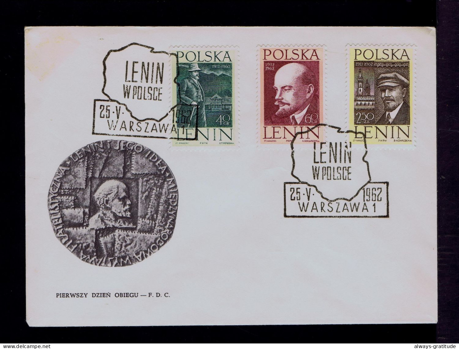 Sp10075 POLOGNE LENIN In POLSKA 1912-1962 Fdc Warszawa Geography Maps - Lénine