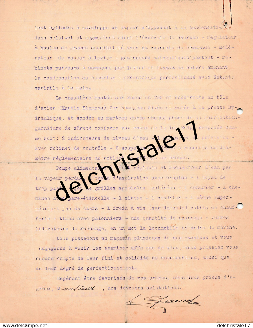 96 0538 BRUXELLES BELGIQUE 1907 Machines & Chaudières à Vapeur MOONENS & GAUCEL Chaussée D'Anvers à JOECKEL - Ambachten