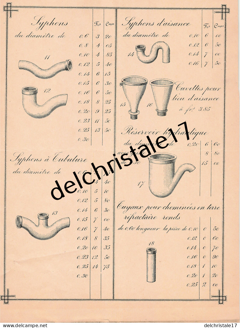 96 0359 LIÈGE BELGIQUE 1895 Fabrique De Produits Céramiques & Réfractaires J. KAMP & Cie Quai De Fragnée VAL BENOIT - Petits Métiers