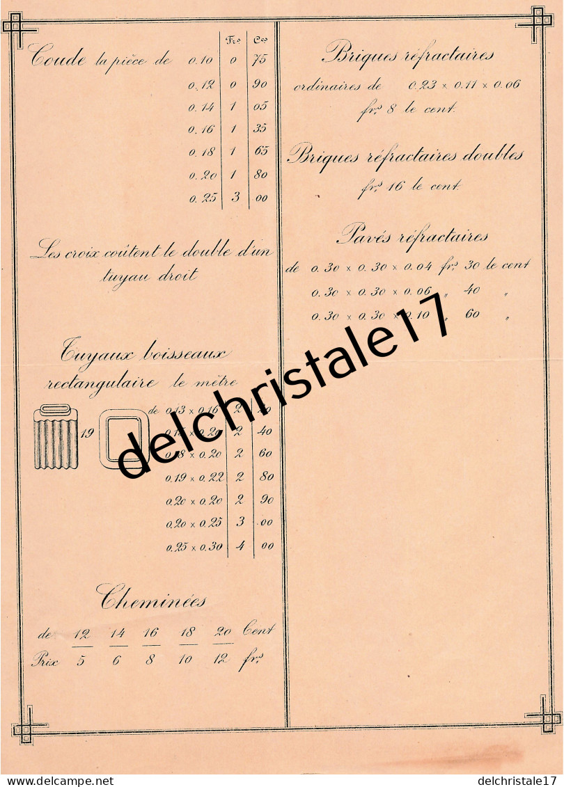 96 0359 LIÈGE BELGIQUE 1895 Fabrique De Produits Céramiques & Réfractaires J. KAMP & Cie Quai De Fragnée VAL BENOIT - Petits Métiers