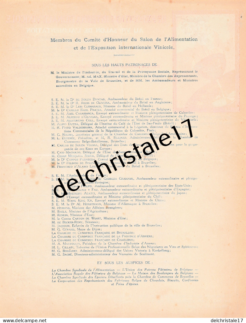 96 0335 BRUXELLES BELGIQUE 1930 Propagande IIIème Exposition Internationale Vinicole Au 7ème Salon De L'Alimentation - Agricoltura