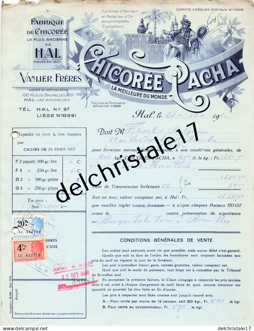 96 0618 HAL BELGIQUE 1930 Fabrique De Chicorée PACHA Éts VAN LIER Frères à Sté Coopérative L'ÉVEIL - Lebensmittel