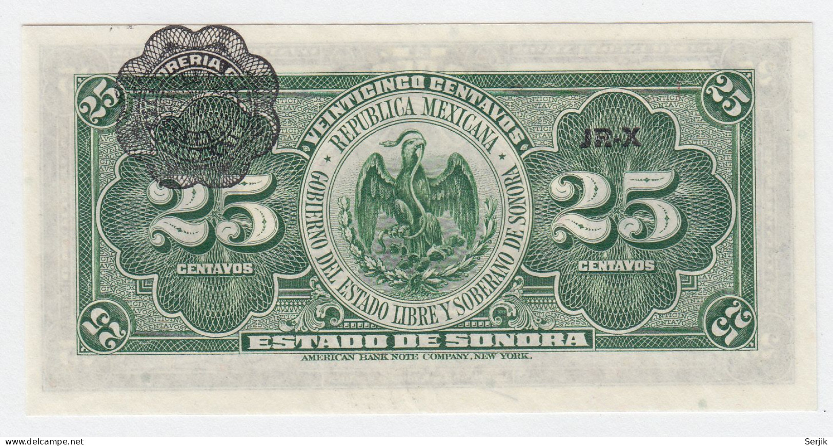 Mexico 25 Centavos 1915 UNC NEUF Estado De Sonora - Mexique