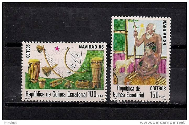 GUINEA ECUATORIAL, EDIFIL 87/88**, 1986, NAVIDAD, MÚSICA - Guinea Equatoriale