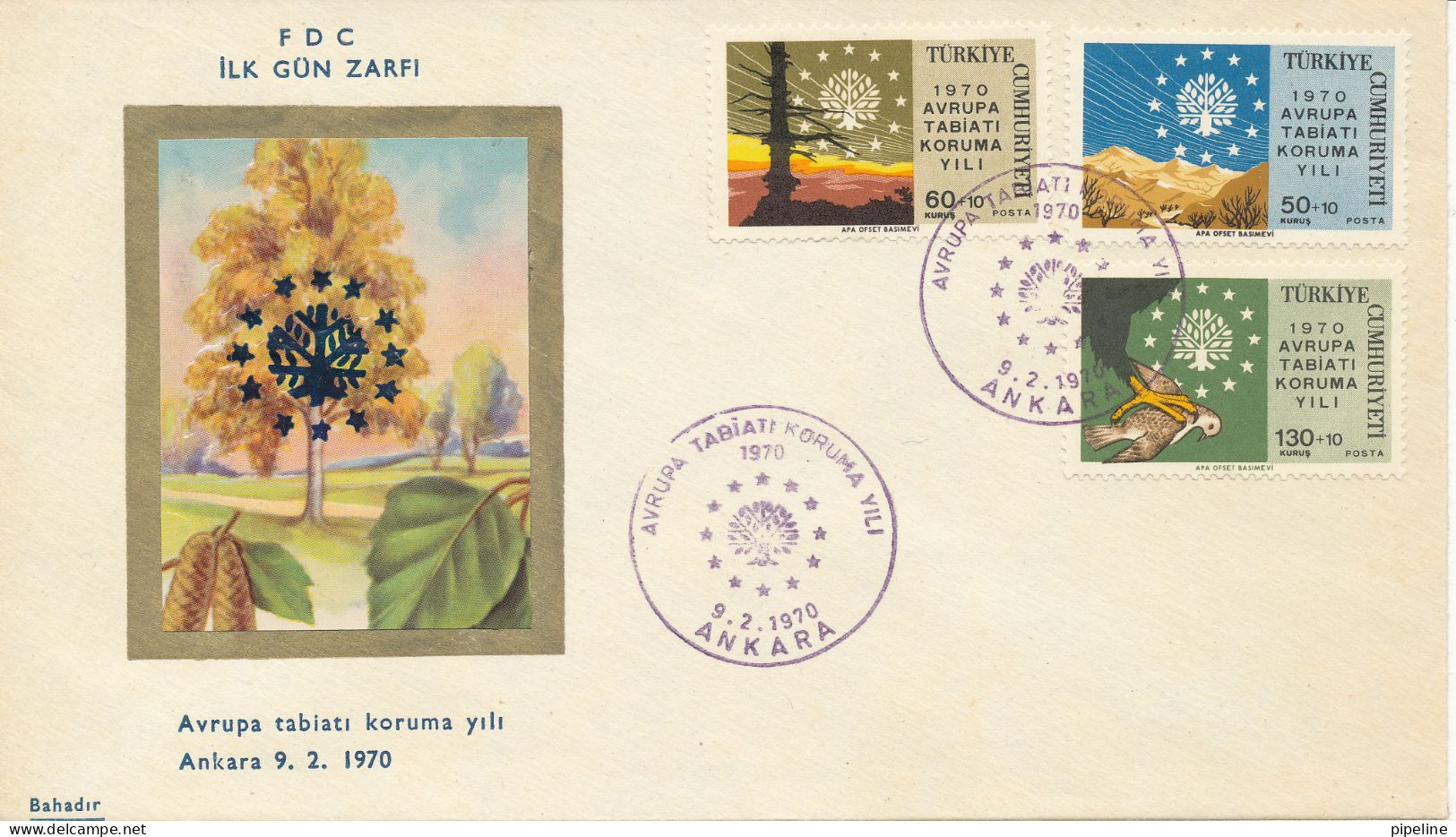 Turkey FDC 9-2-1970  European Conservation Year Complete Set Of 3 With Cachet - FDC