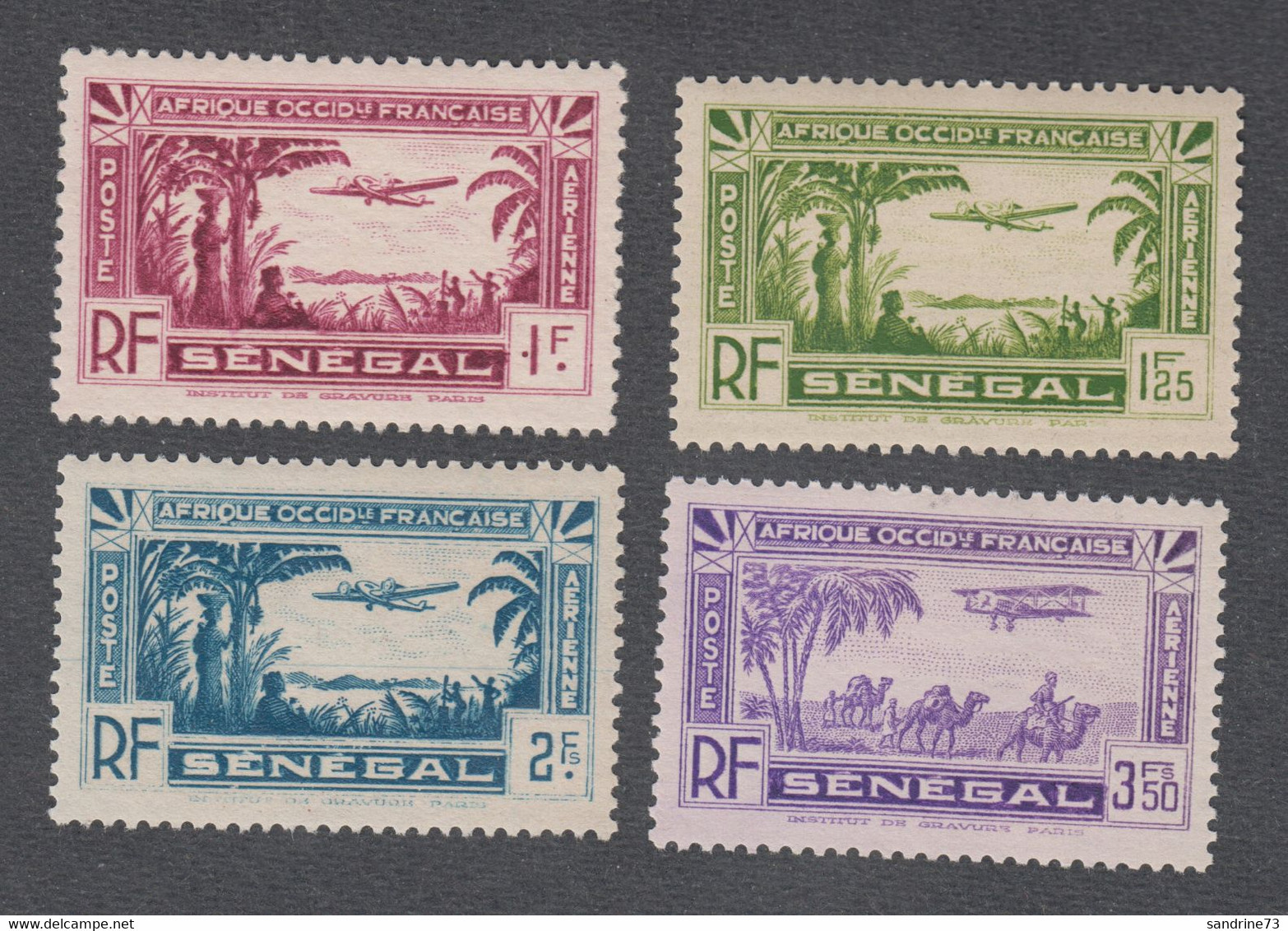 Timbres Des Colonies Françaises - Sénégal - Neuf ** - PA N°3,4,5 Et 7 - Posta Aerea