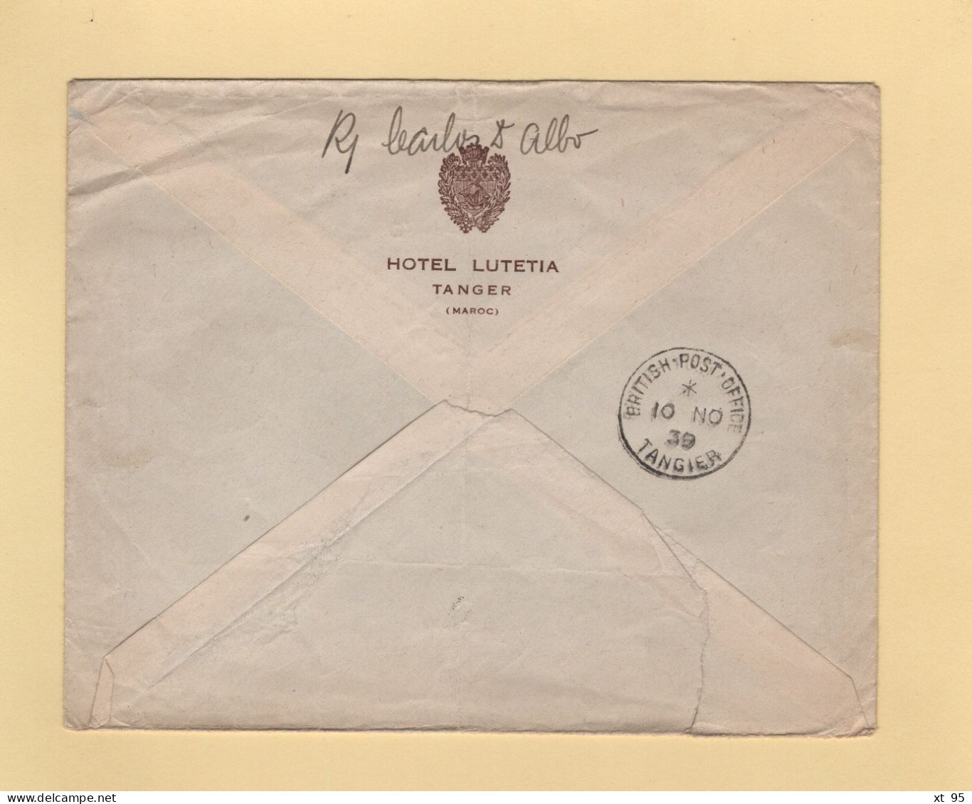 Maroc - British Post Office - Tetuan - 10 Nov 1939 - Tanger - Par Avion Destination France - Morocco Agencies / Tangier (...-1958)