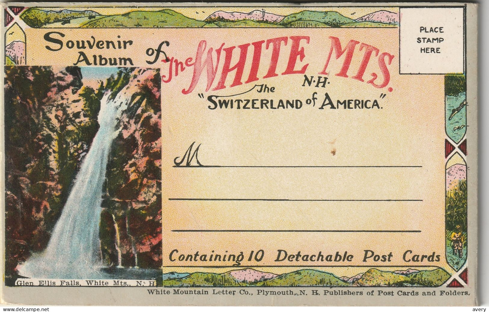 Souvenir Album Of The White Mountains, New Hampshire The "Switzerland Of America" 9 Detachable Post Cards, 1 Used - White Mountains