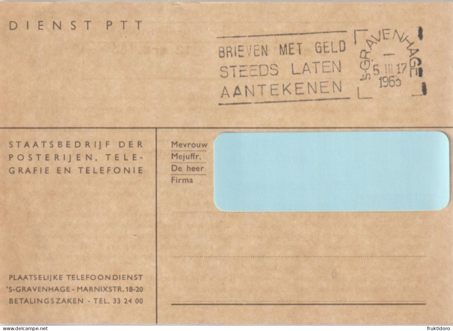 The Netherlands Flamme Postale - Postmark - Poststempel Brieven Met Geld Steeds Laten Aantekenen - 1963 - Máquinas Franqueo (EMA)