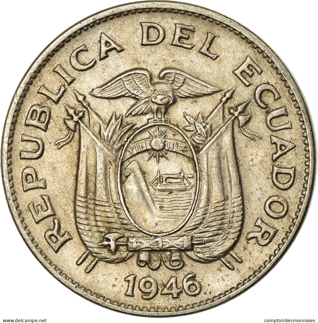 Monnaie, Équateur, 5 Centavos, Cinco, 1946, TTB, Copper-nickel, KM:75b - Ecuador