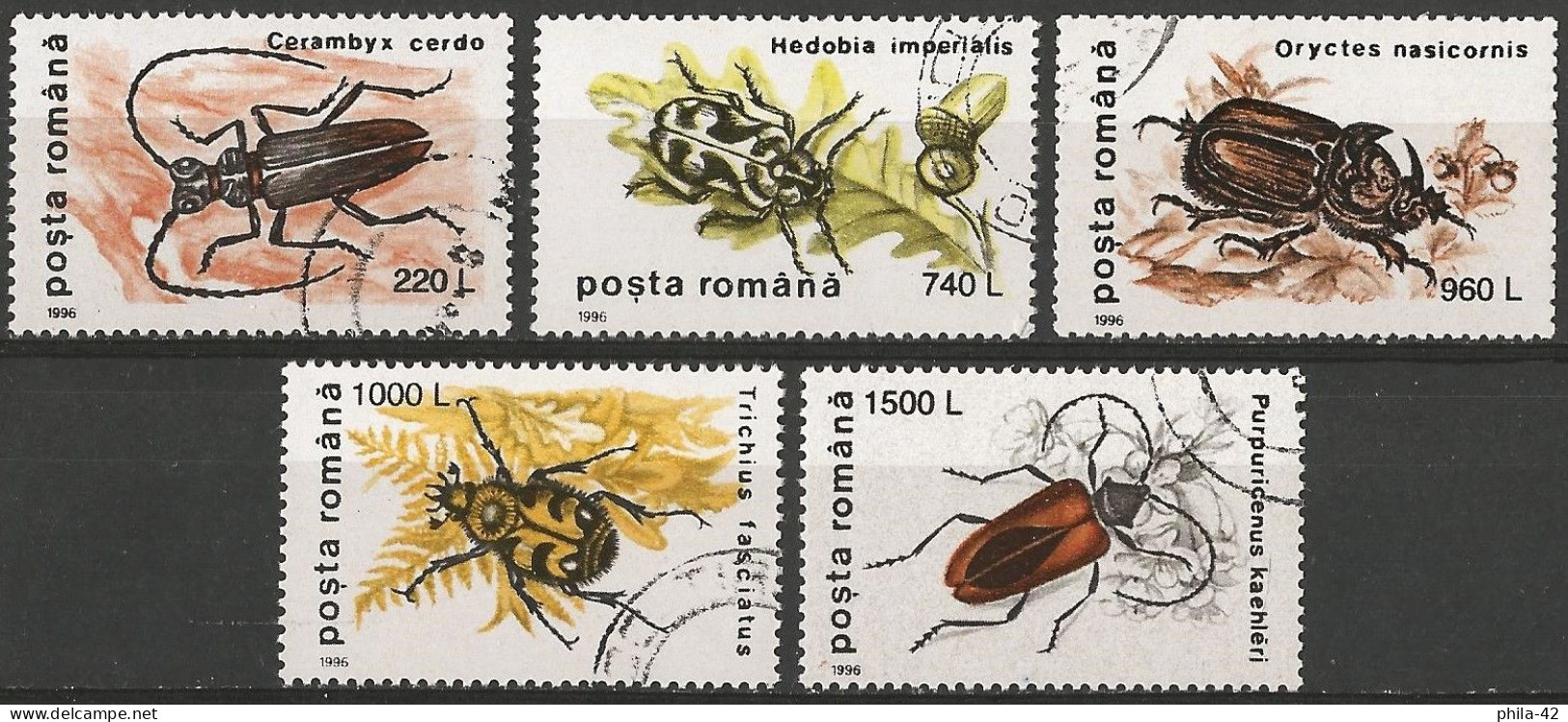 Romania 1996 - Mi 5165/69 - YT 4314/18 ( Insects ) Complete Set - Usado