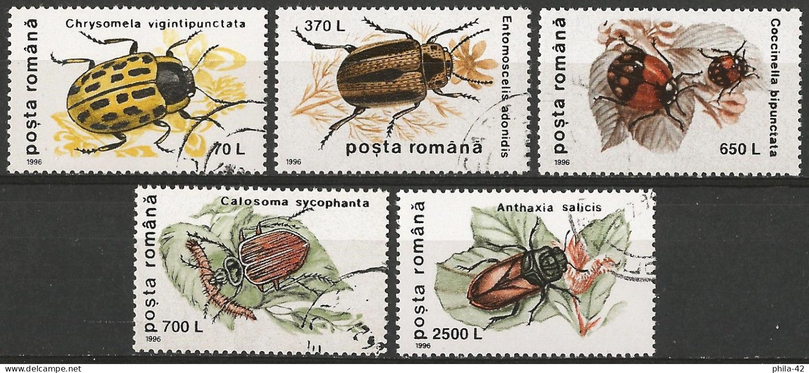 Romania 1996 - Mi 5188/92 - YT 4329/33 ( Insects ) Complete Set - Used Stamps