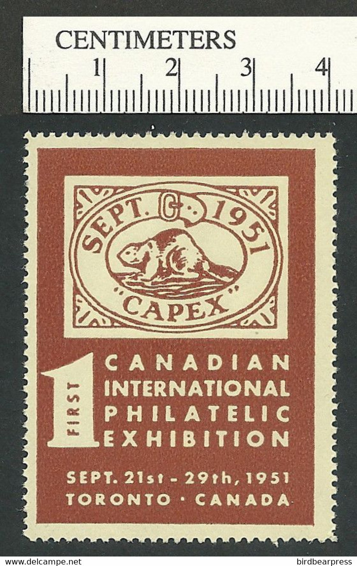 B65-89 CANADA 1951 1st Philatelic Exhibition CAPEX Red-brown On Buff MNH - Vignette Locali E Private
