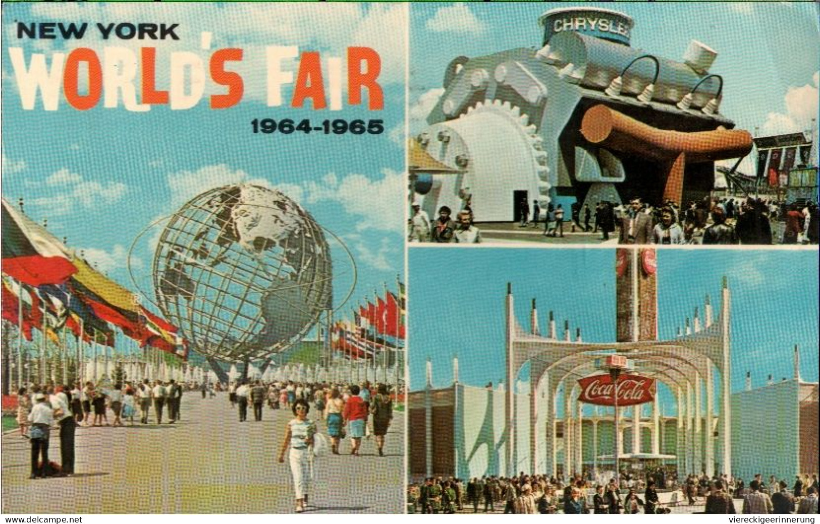 ! 1964 Ansichtskarte New Yorks Worlds Fair, Weltausstellung, Chrysler, Coca Cola, Unisphere - Queens