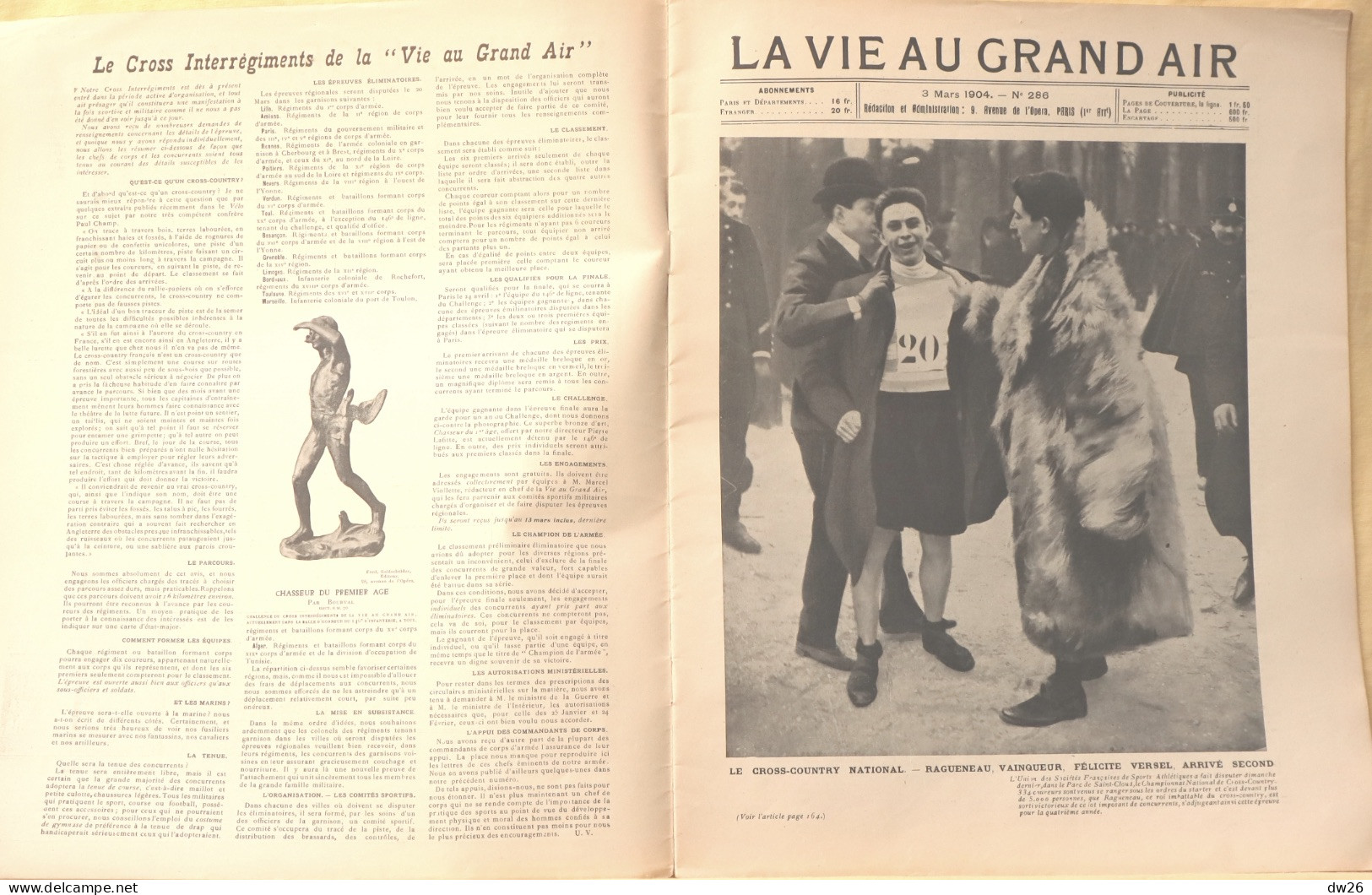 Journal: La Vie Au Grand Air, 3 Mars 1904 (N° 286) Ragueneau Au Cross-Country, Walthour, Stayer Américain, Escrime... - Autres & Non Classés