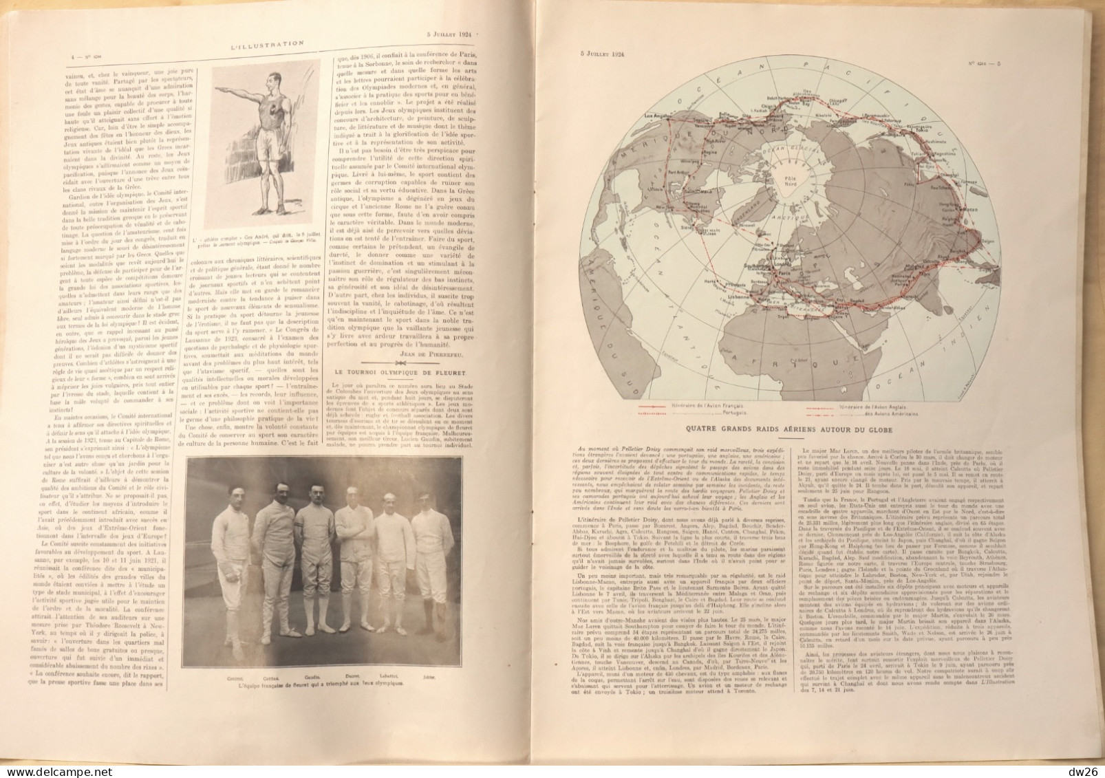 Journal: L'Illustration 5 Juillet 1924 (N° 4244) Renaissance De L'Olympisme - Aviation Au Samois Country Club... - Other & Unclassified