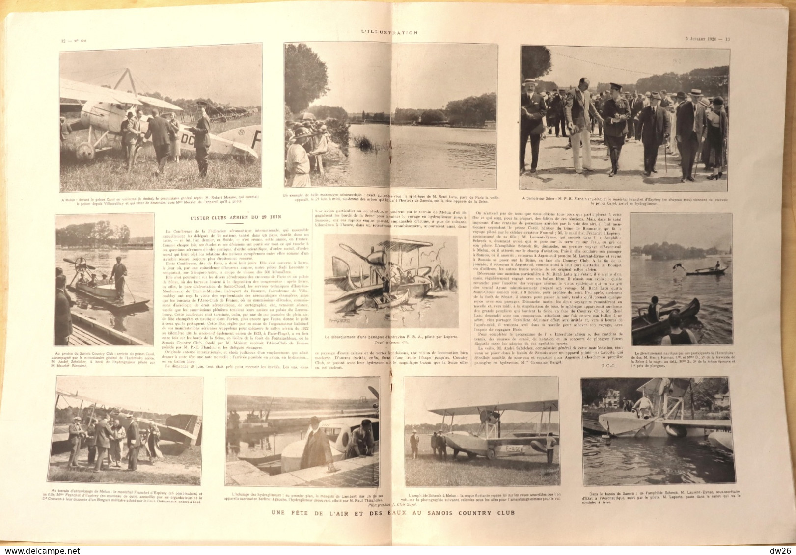 Journal: L'Illustration 5 Juillet 1924 (N° 4244) Renaissance de l'Olympisme - Aviation au Samois Country Club...