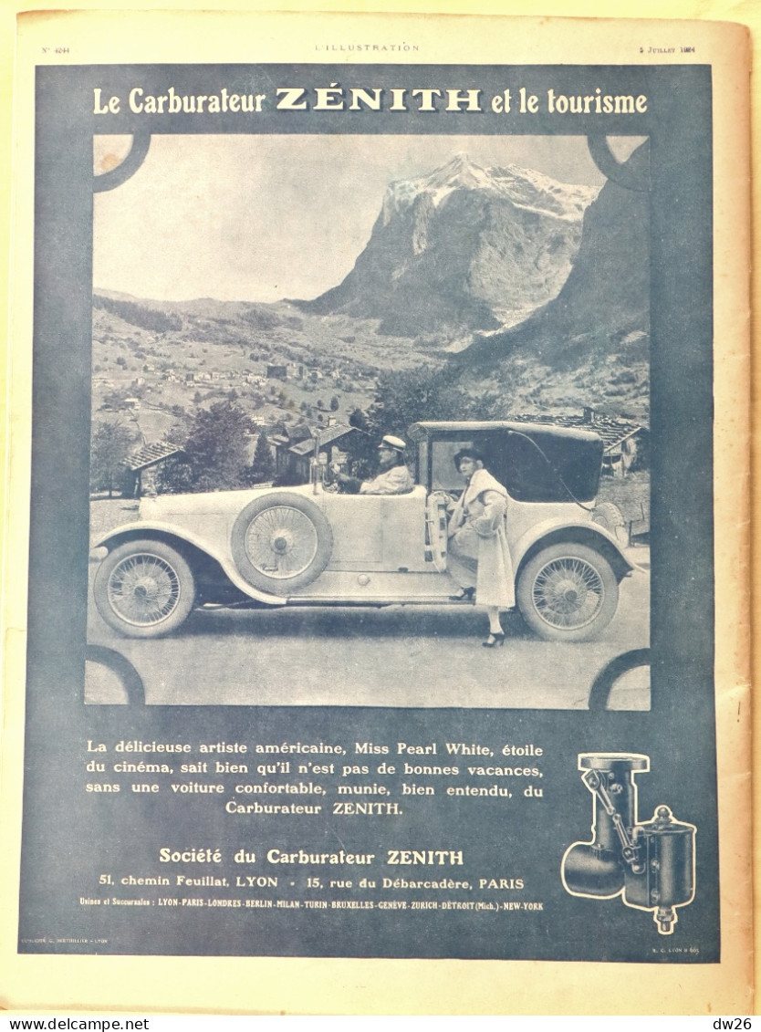 Journal: L'Illustration 5 Juillet 1924 (N° 4244) Renaissance de l'Olympisme - Aviation au Samois Country Club...