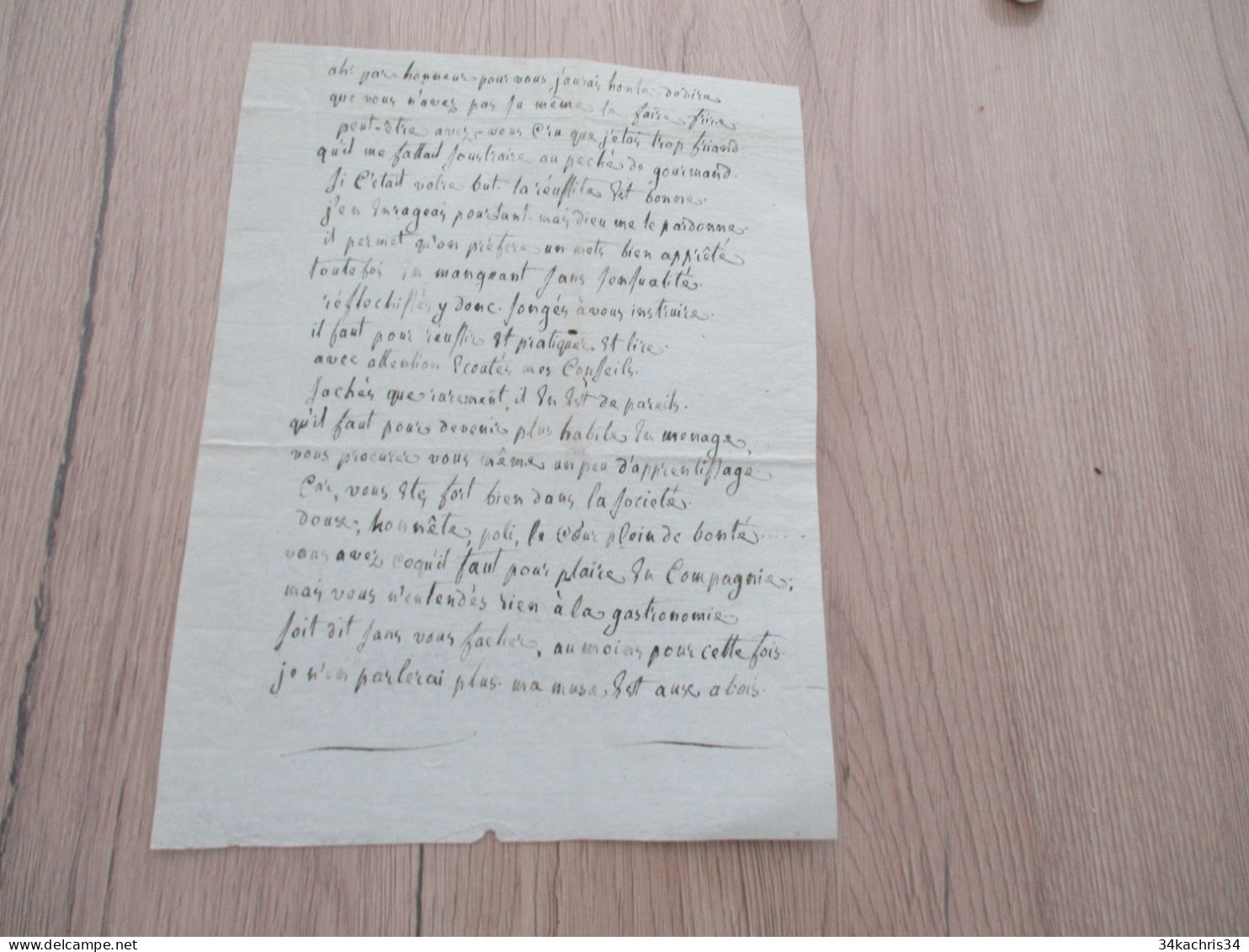 Poème Original Langogne Lozère 1818 "vous êtes Bon Pêcheur Mais Mauvais Cuisinier" Gastronomie Cuisine - Manuscripts