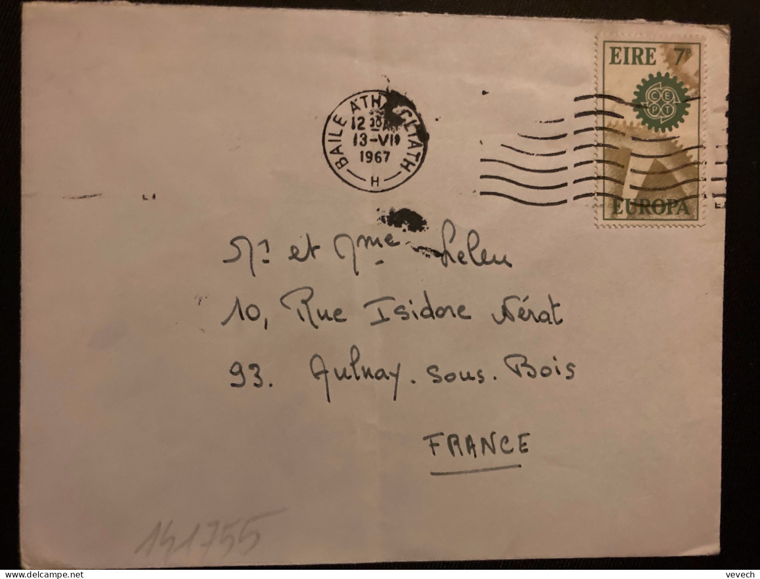 LETTRE Par Avon Pour La FRANCE TP EUROPA 7p OBL.MEC.13 VII 1967 BAILE - Lettres & Documents