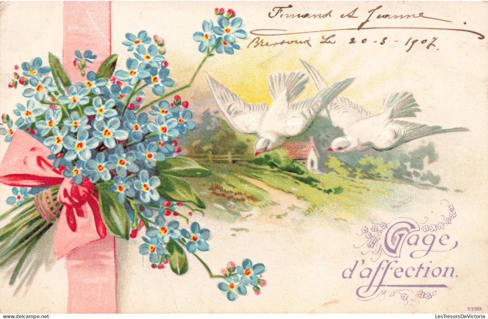 FLEURS, PLANTES ET ARBRES - Gage D'Affection - Carte Postale Ancienne - Fiori