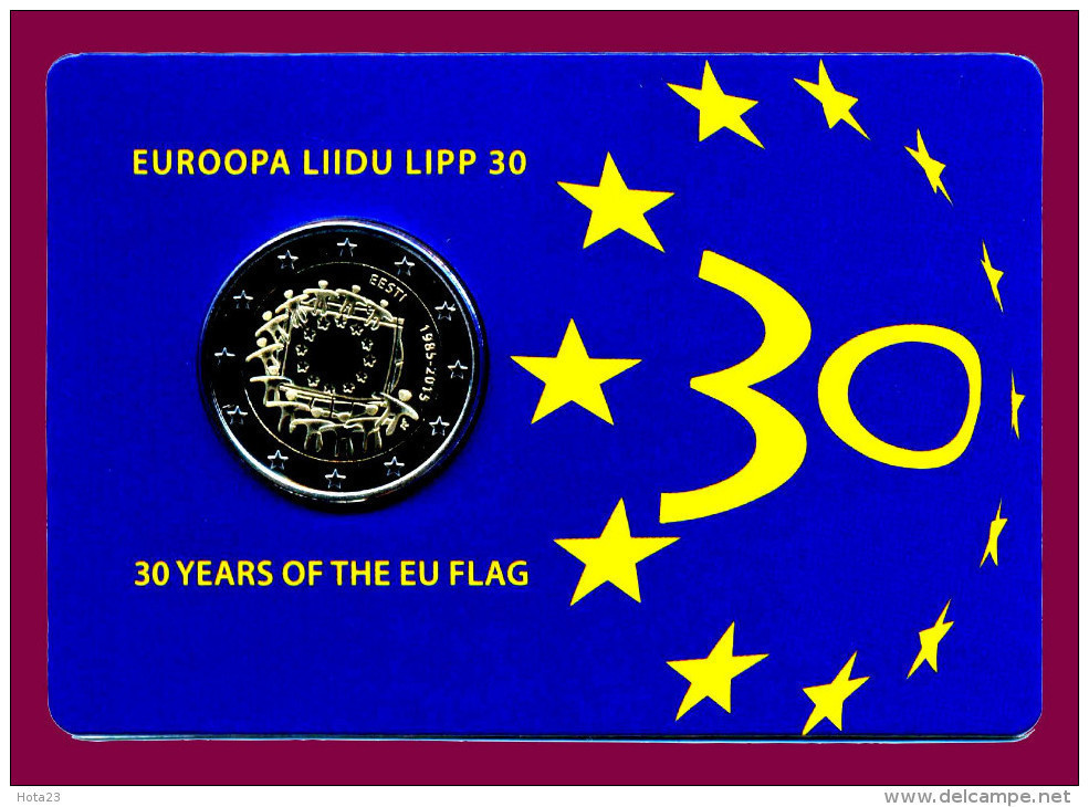 (!) 2 Euro Estland Estonia 2015 , 30 Jahre EU-Flagge, BU  COIN CARD  Today In Stock - Estland