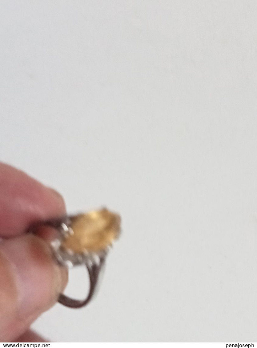 Bague Ancienne Citrine Diamètre Intérieur 18 Mm - Anelli