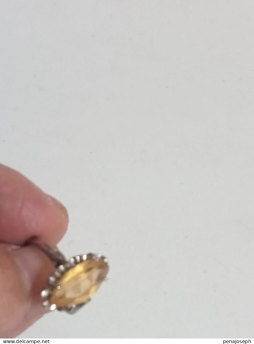 Bague Ancienne Citrine Diamètre Intérieur 18 Mm - Ring