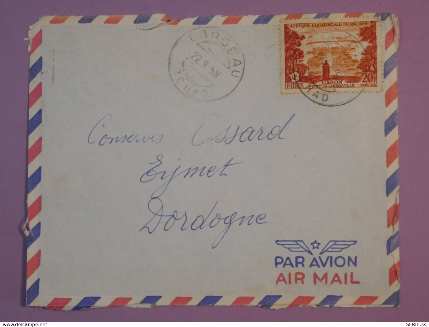 DD4 AEF BENIN  BELLE LETTRE 1958 PAR AVION PETIT BUREAU LARGEAU  A  EYMET  FRANCE  +AFF.   PLAISANT+++ - Lettres & Documents