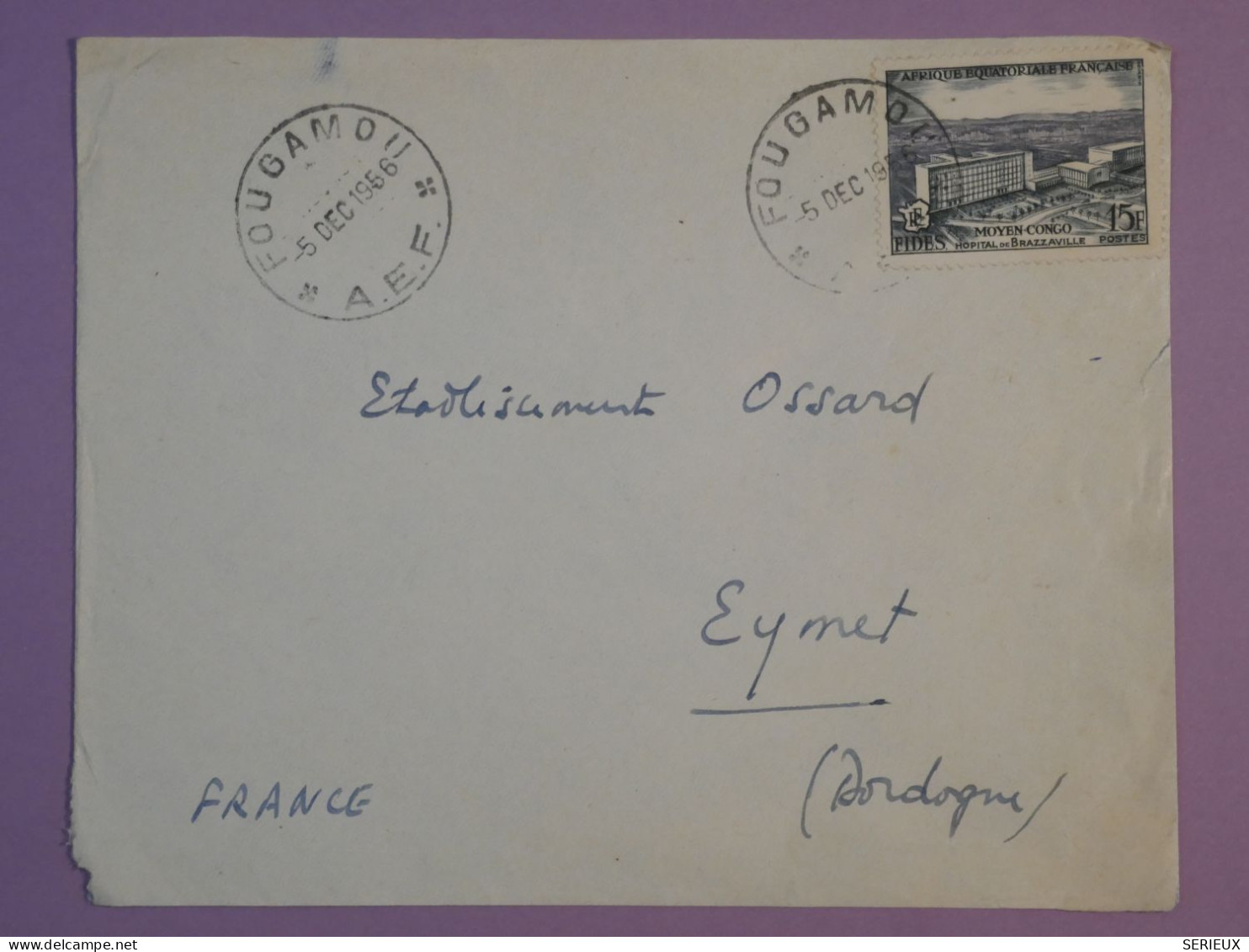 DD4 AEF   BELLE LETTRE RR 1956  PETIT BUREAU  FOUGAMOU  A  EYMET  FRANCE  +AFF.   PLAISANT+++ - Storia Postale