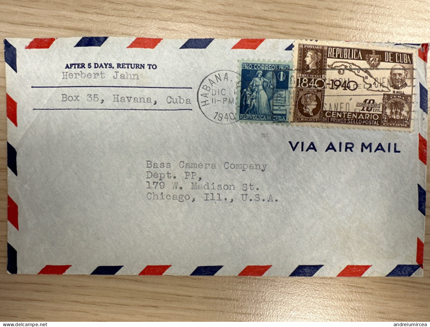 Cuba 1940 Letter From Havana To Chicago Air Mail - Lettres & Documents