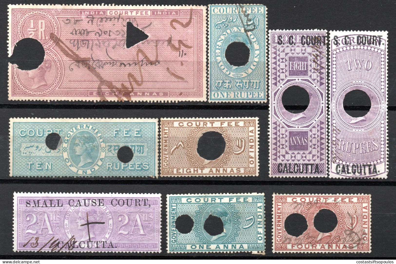 1978. INDIA.9 QUEEN VICTORIA REVENUES LOT - Collections, Lots & Series