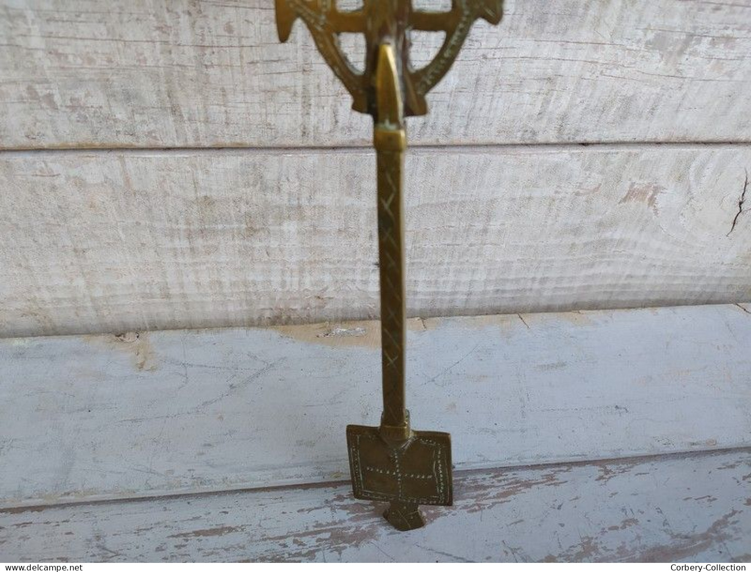 Ancienne Croix De Procession Copte Bronze Éthiopie Bénédiction Chrétiens D'Orient. - Arte Orientale