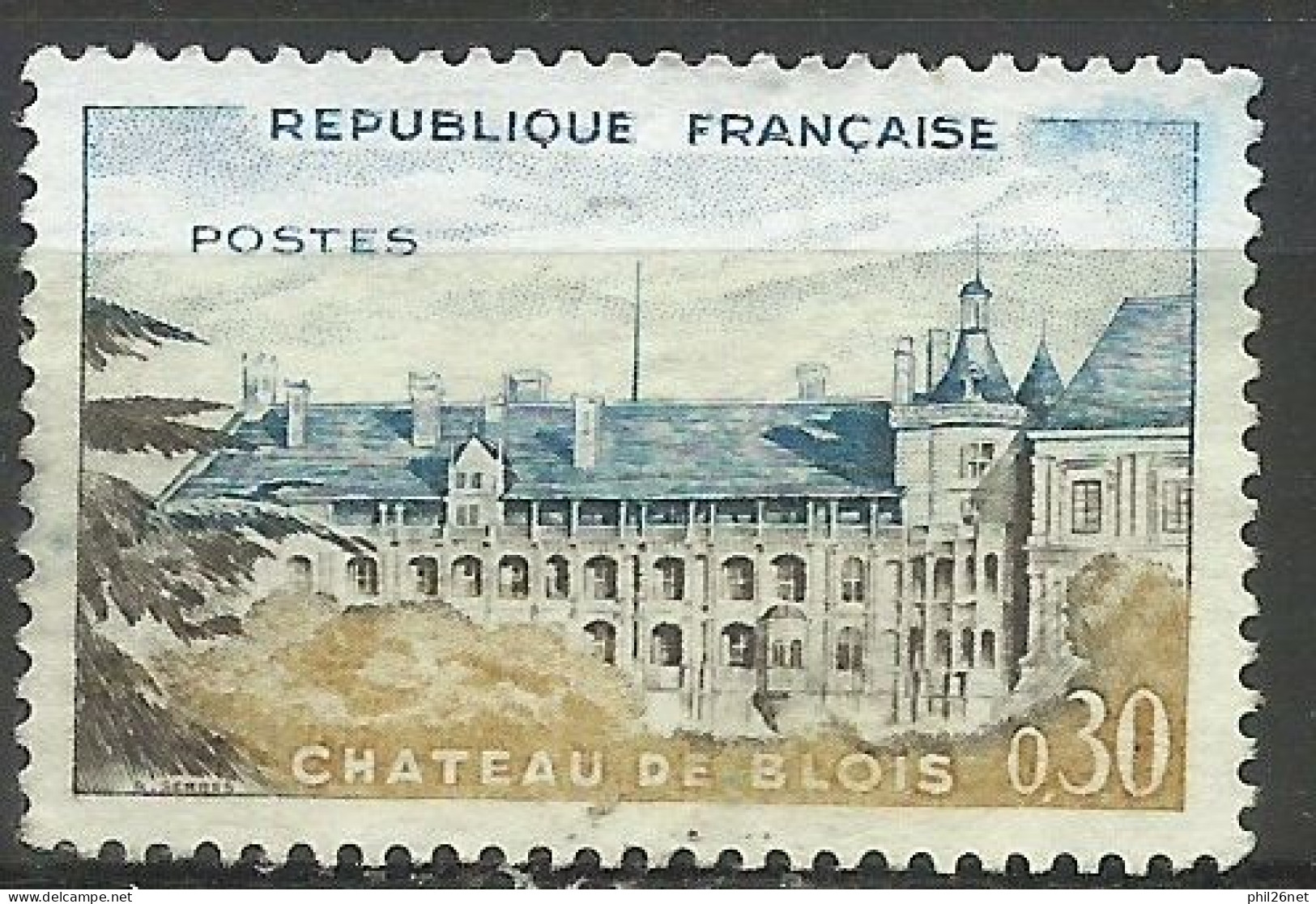 France    N° 1255  Chateau De Blois   -ocre-  Gris Et Bleu       Neuf  ( *)    B/ TB     Voir Scans  Soldes ! ! ! - Neufs