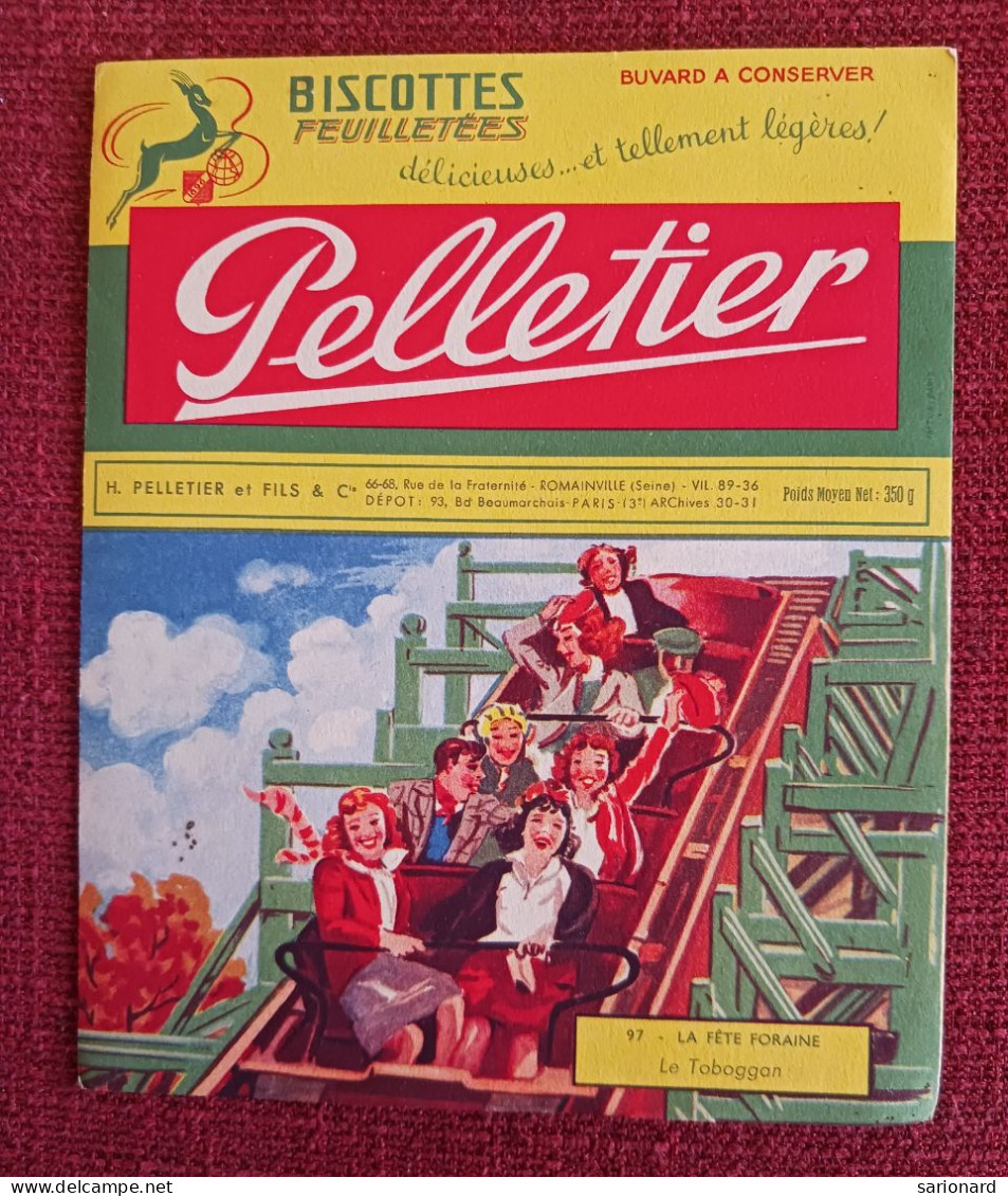 Buvard Biscottes Pelletier 97 La Fête Foraine Le Toboggan - Zwieback