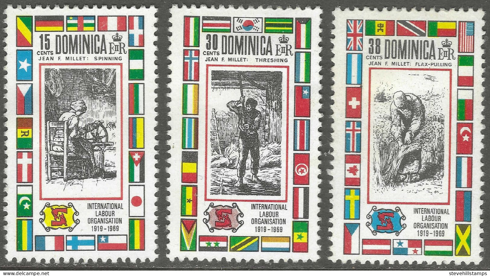 Dominica. 1969 50th Anniv Of International Labour Organisation. MH Complete Set. SG 262-264 - Dominica (...-1978)