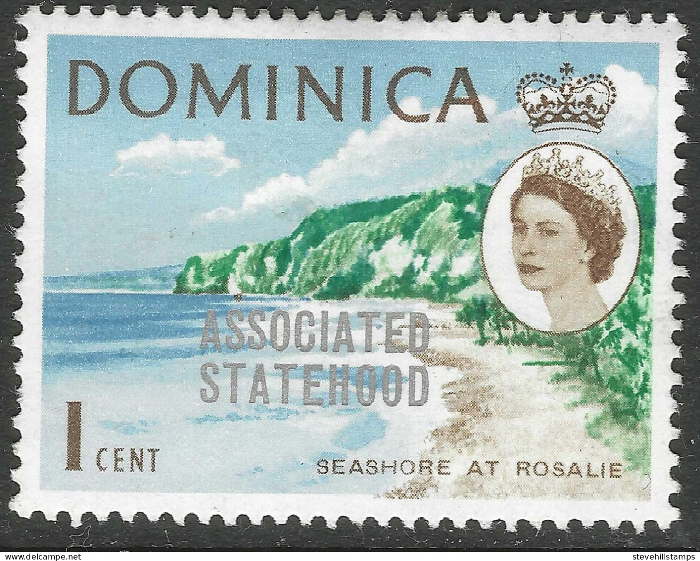 Dominica. 1968 Associated Statehood O/P. 1c MH. SG 214 - Dominica (...-1978)