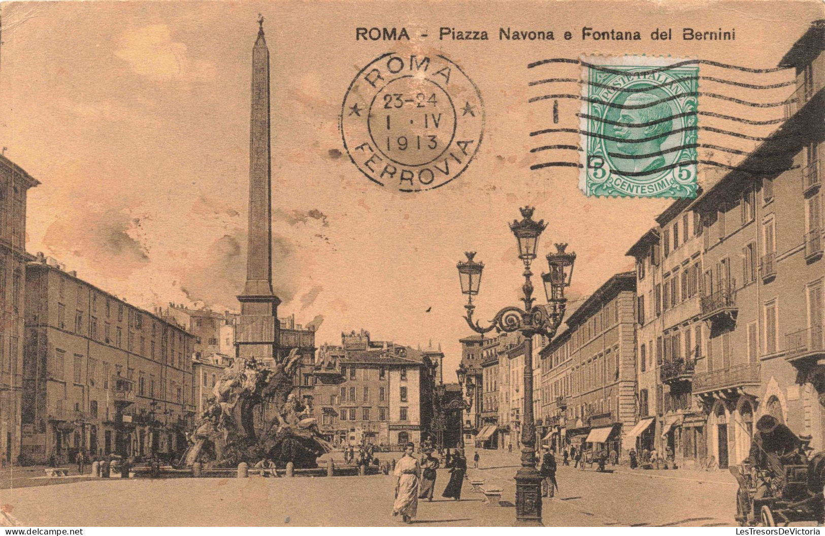 ITALIE - Rome -  Piazza Navona E Fontana Del  Bernini - Animé - Carte Postale Ancienne - Parchi & Giardini