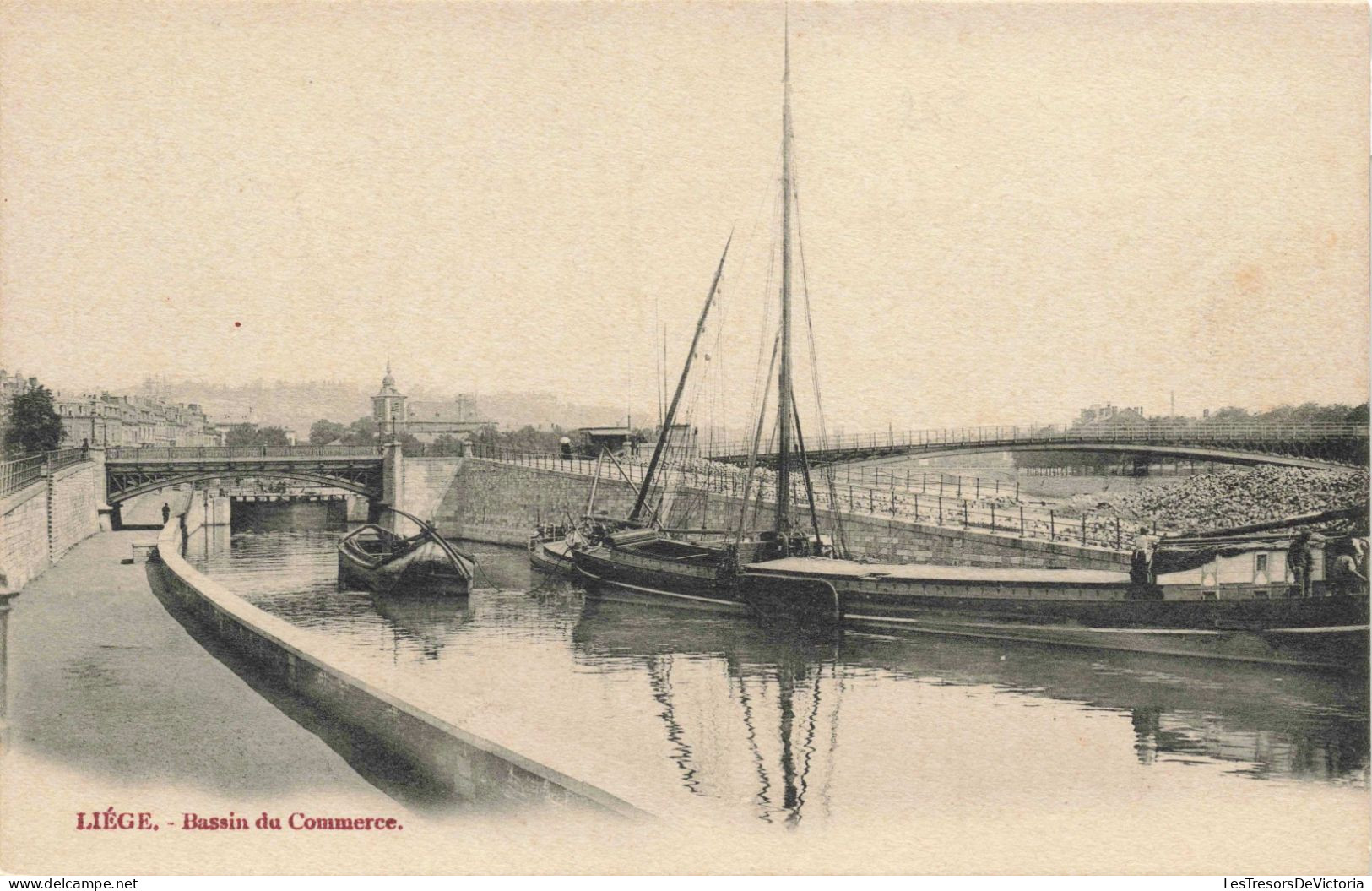 BELGIQUE - Liège - Bassin Du Commerce - Embarcations - Carte Postale Ancienne - Liege