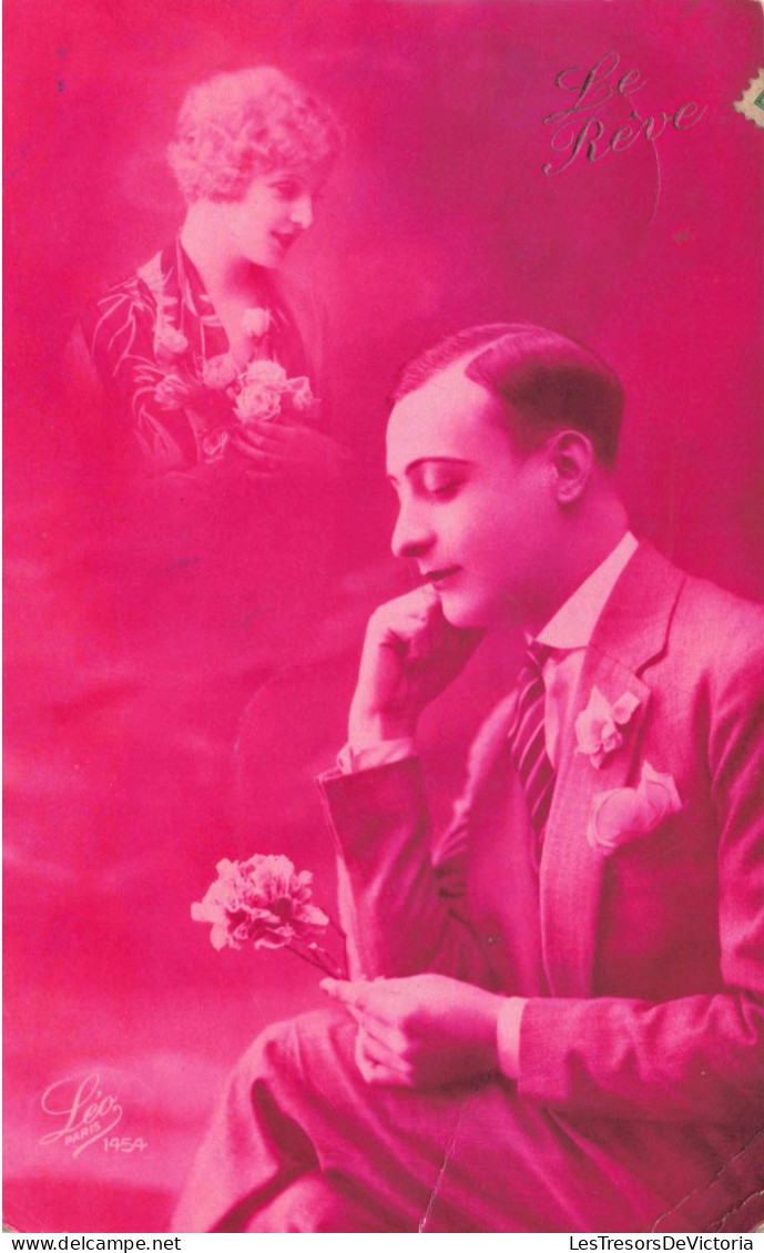 CARTE PHOTO - Homme Pensant à Sa Femme - Le Rêve - Carte Postale Ancienne - Fotografie