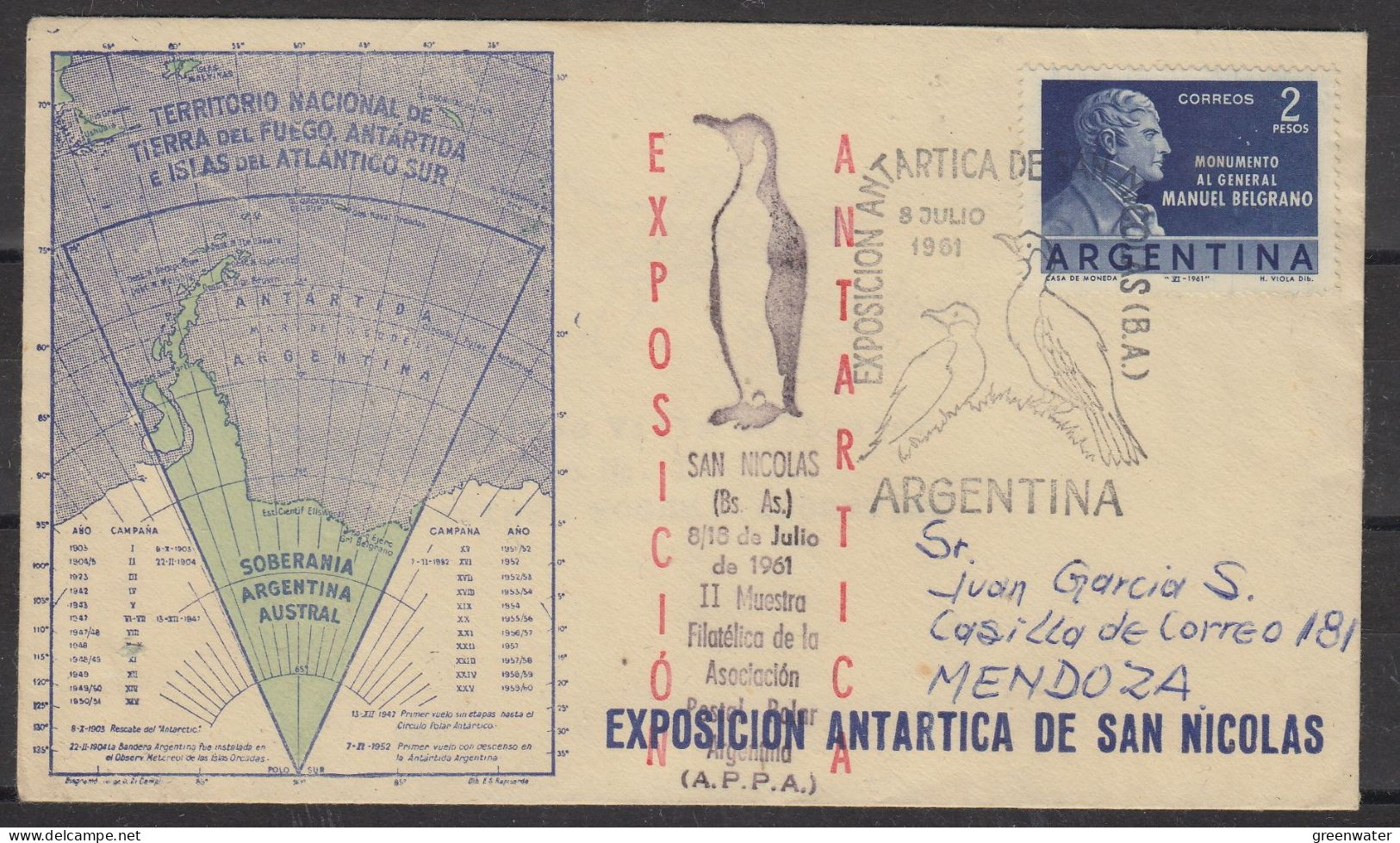 Argentina 1951 Exposicion Antarctica De San Nicolas Cover Ca  8.7.1951 (59007) - Events & Commemorations