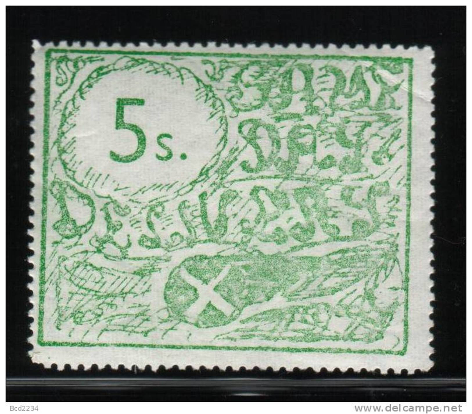 GREAT BRITAIN GB 1971 POSTAL STRIKE MAIL GREENOCK SCOTLAND SAME DAY DELIVERY SERVICE 5s LIGHT GREEN PERFORATED NHM - Cinderella