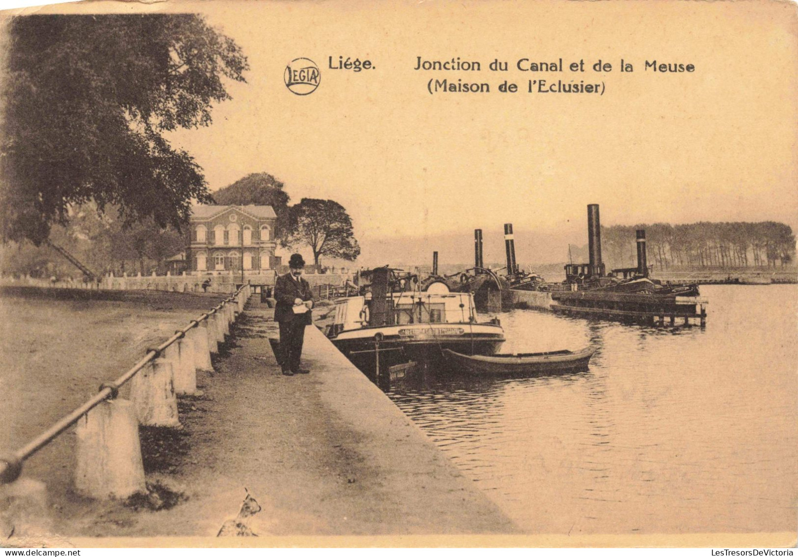 BELGIQUE -  Liège - Jonction Du Canal De La Meuse ( Maison De L'Eclusier) - Quai - Carte Postale Ancienne - Liege