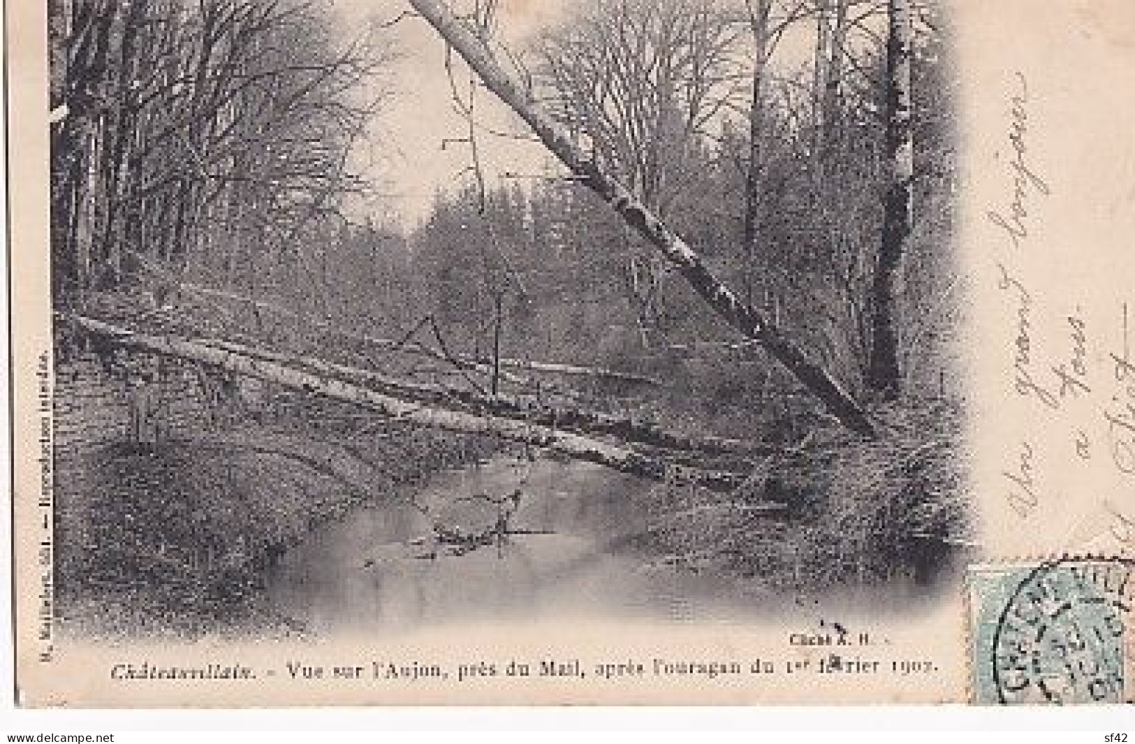 CHATEAUVILLAIN                     VUE SUR L AUJON. APRES L OURAGAN DU 1  FEVRIER 1902  + BOITE RURALE I - Chateauvillain