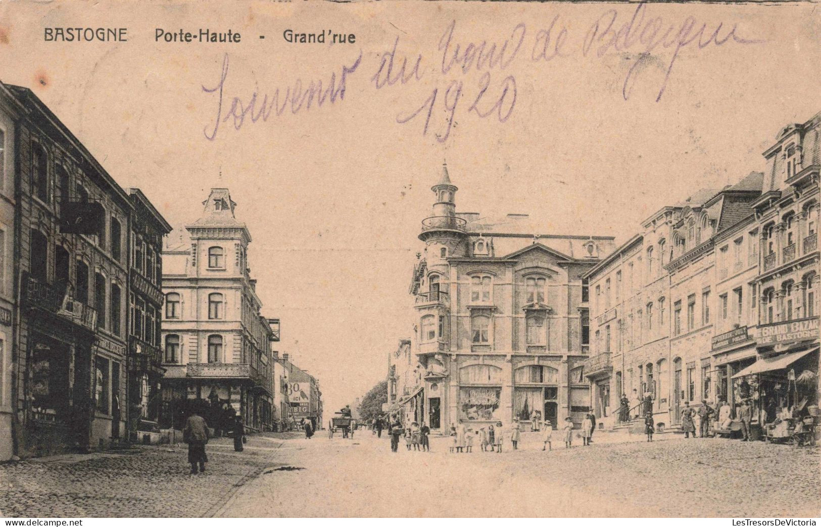 BELGIQUE - Bastogne - Porte Haute - Grand'rue - Animé - Carte Postale Ancienne - Bastogne