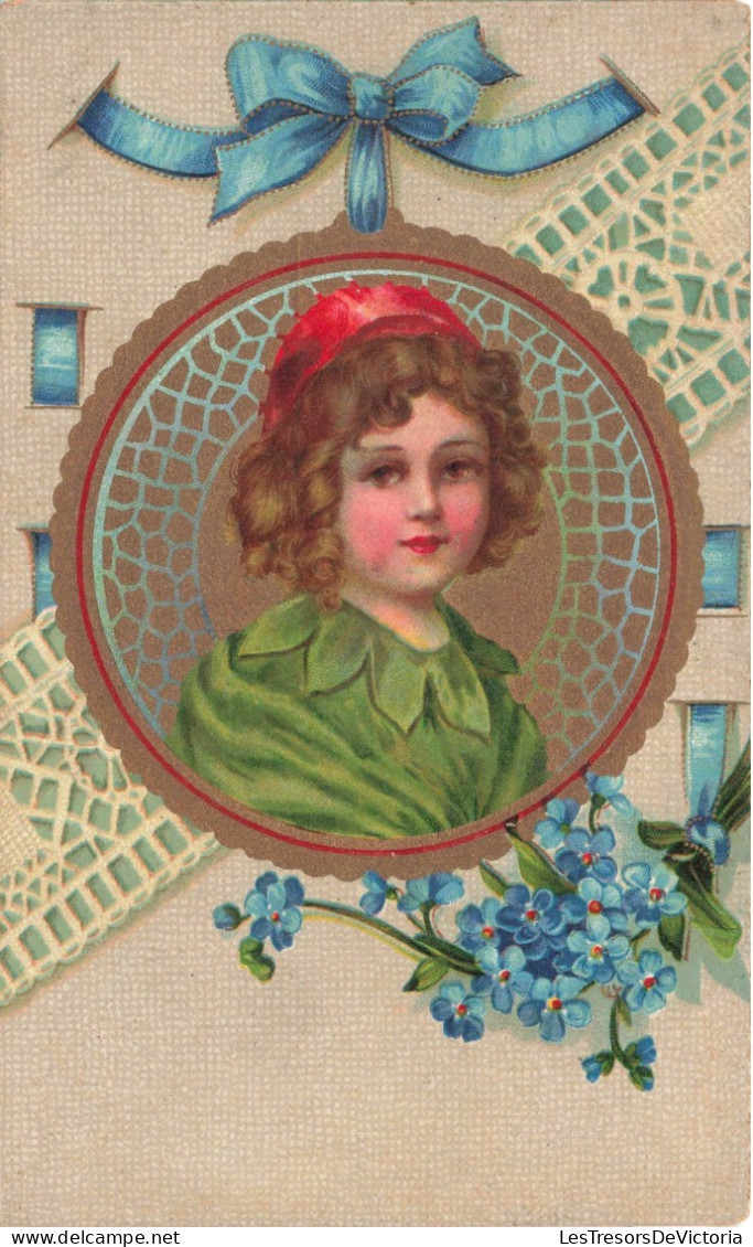 ILLUSTRATEUR NON SIGNE - Portrait D'une Enfant Portant Un Béret Rouge Et Une Robe Verte - Carte Postale Ancienne - Before 1900