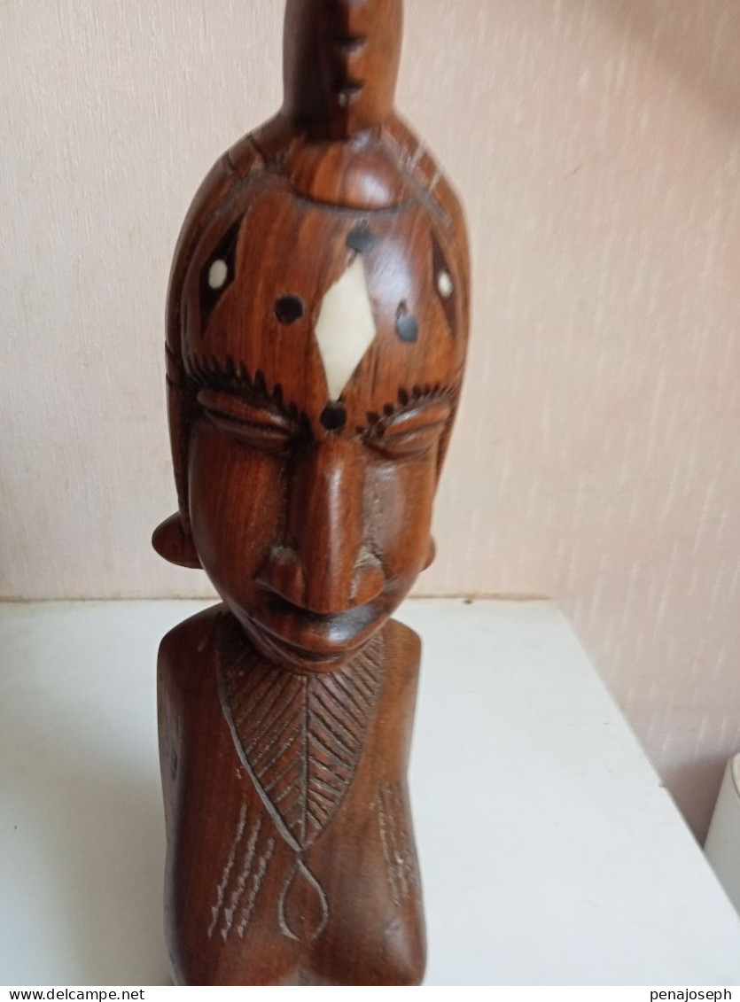 Statuette Ancienne Africaine En Bois Hauteur 31 Cm X 8 Cm - Arte Africana